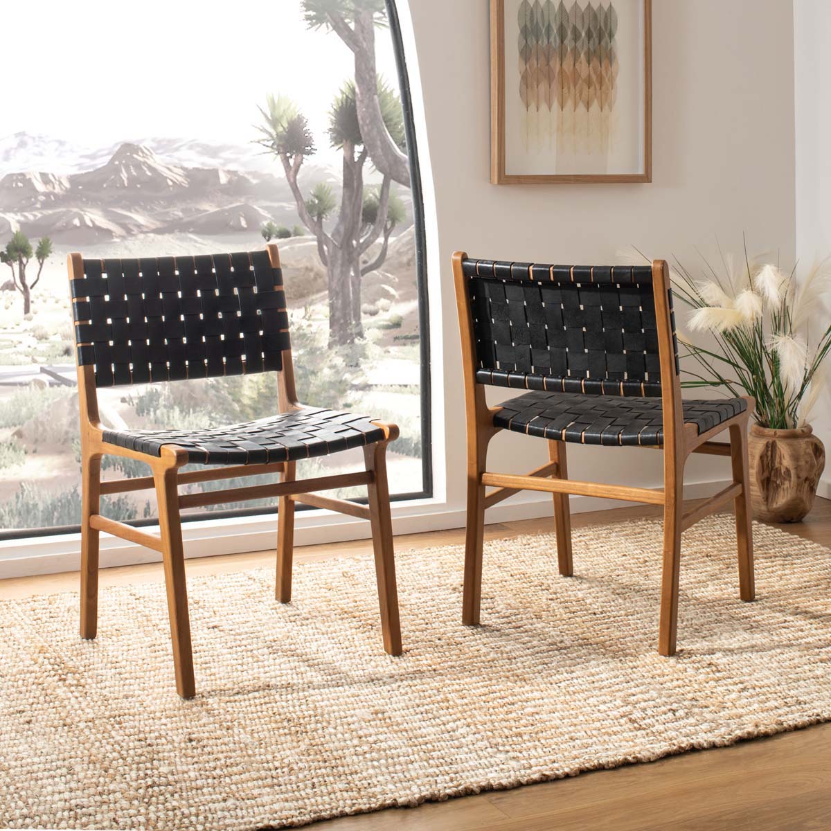 Dining Room Safavieh Leather Dining Chairs Taika Woven Leather