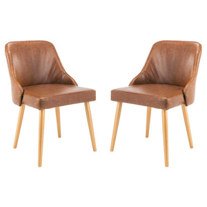 Safavieh Lulu Upholstered Dining Chair-Light Brown/Gold (Set of 2)