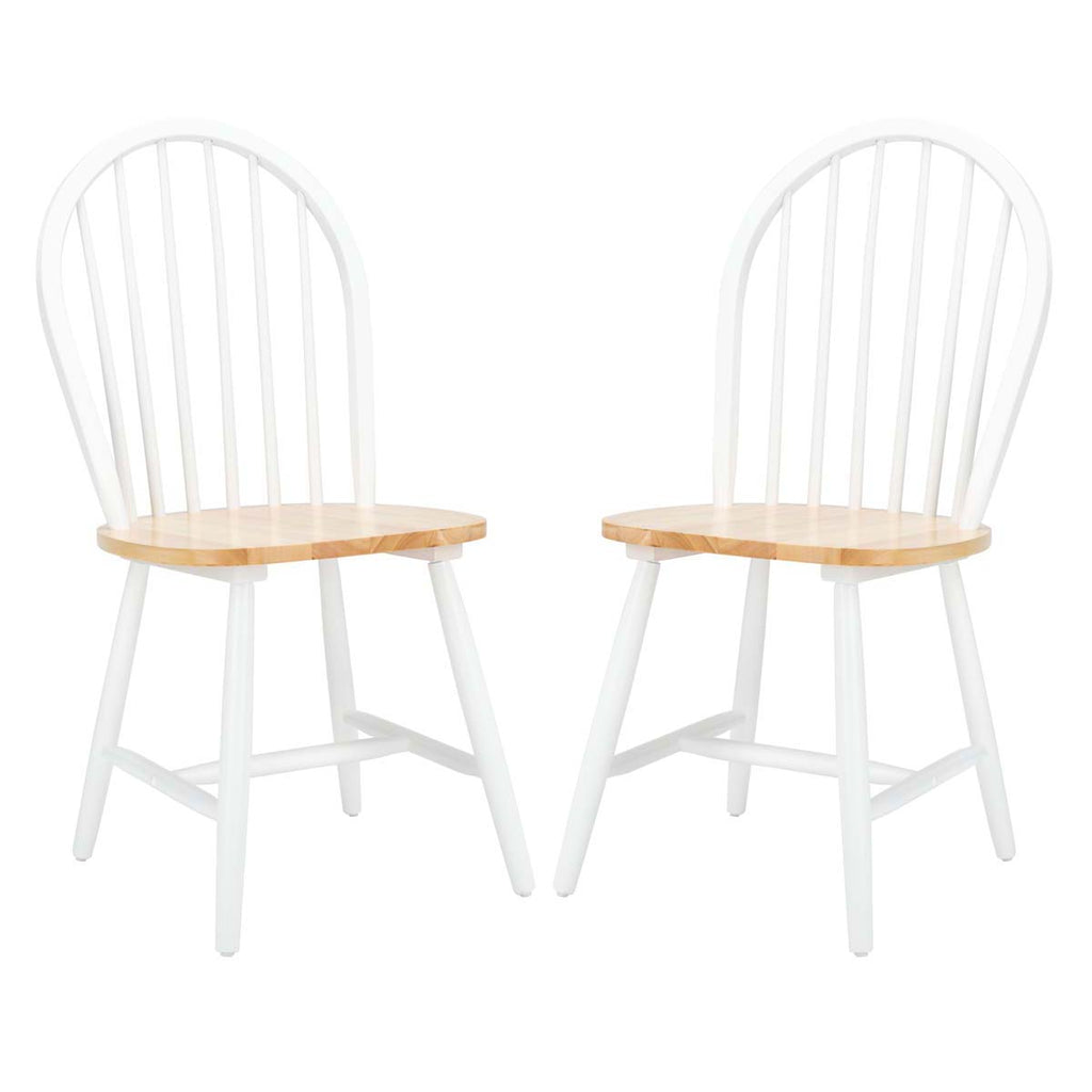 Safavieh Camden Spindle Back Dining Chair-White/Natural (Set of 2)