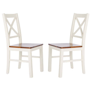 Safavieh Akash Dining Chair-White/Natural (Set of 2)