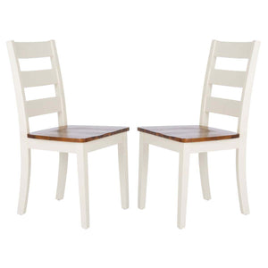 Safavieh Silio Ladder Back Dining Chair-White/Natural (Set of 2)