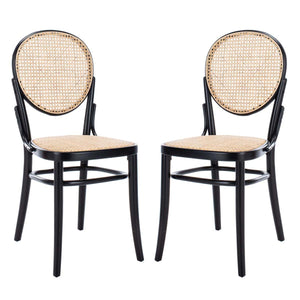 Safavieh Sonia Cane Dining Chair-Black/Natural (Set of 2)