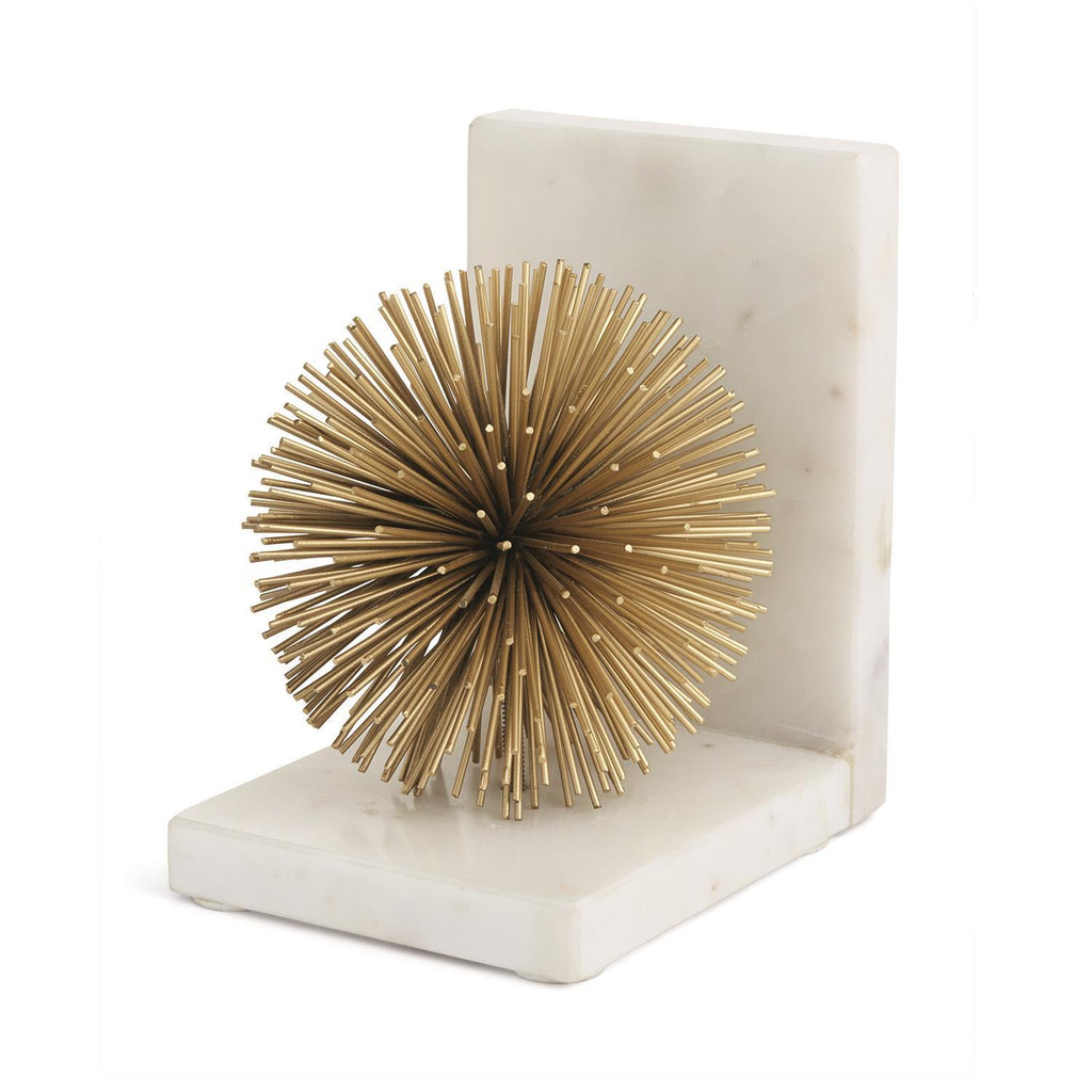 Two's Company Gold Starburst Bookends - Iron/Marble (set of 2)