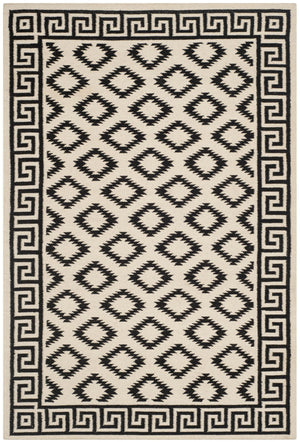 Flatweave Area Rug, DHU411A, 120 X 180 cm in Ivory / Black