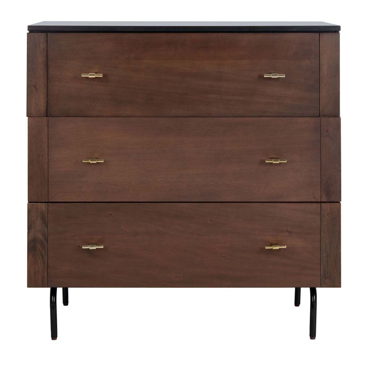 Genevieve 3 Drawer Dresser Black/Walnut - Safavieh Genevieve 3 Drawer Dresser Black/Walnut - Safavieh