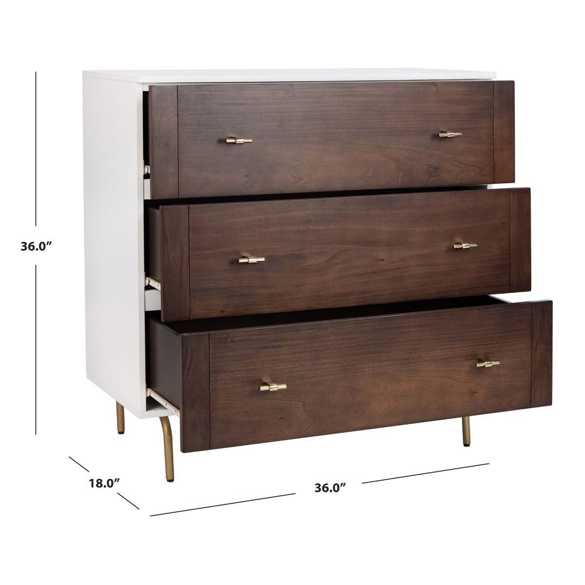 Safavieh Genevieve 3-Drawer Dresser, White/Walnut Safavieh Genevieve 3-Drawer Dresser, White/Walnut
