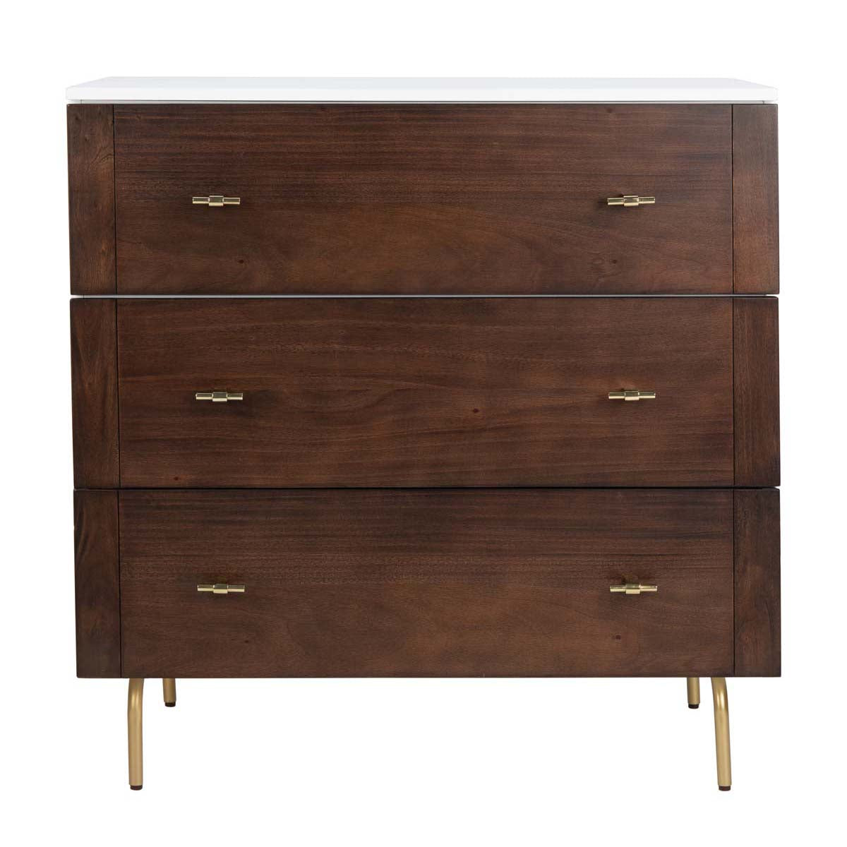 Safavieh Genevieve 3-Drawer Dresser, White/Walnut Safavieh Genevieve 3-Drawer Dresser, White/Walnut