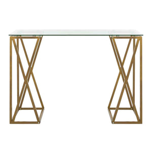 Safavieh Theresa Glass Top Desk - Glass/Gold