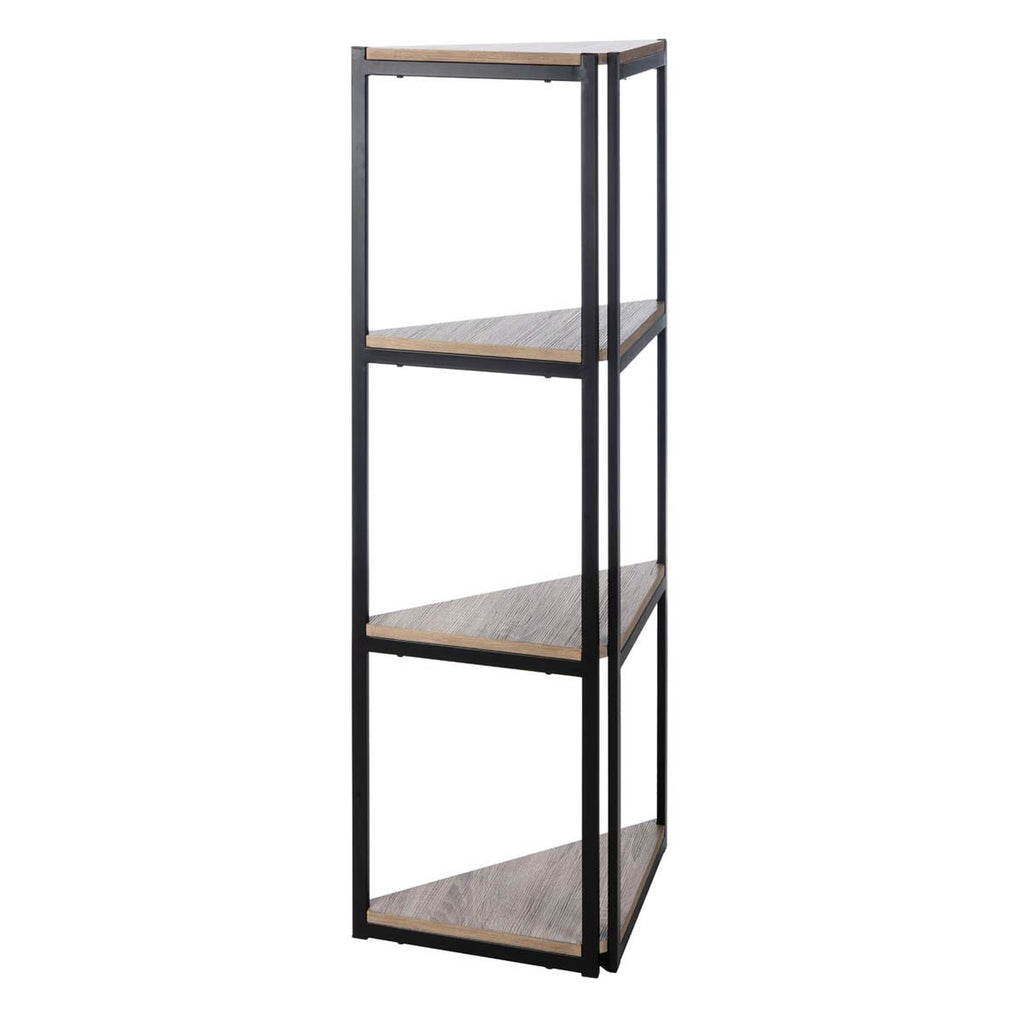 Safavieh Logan 4 Tier Corner Bookshelf - Light Grey Oak/Black