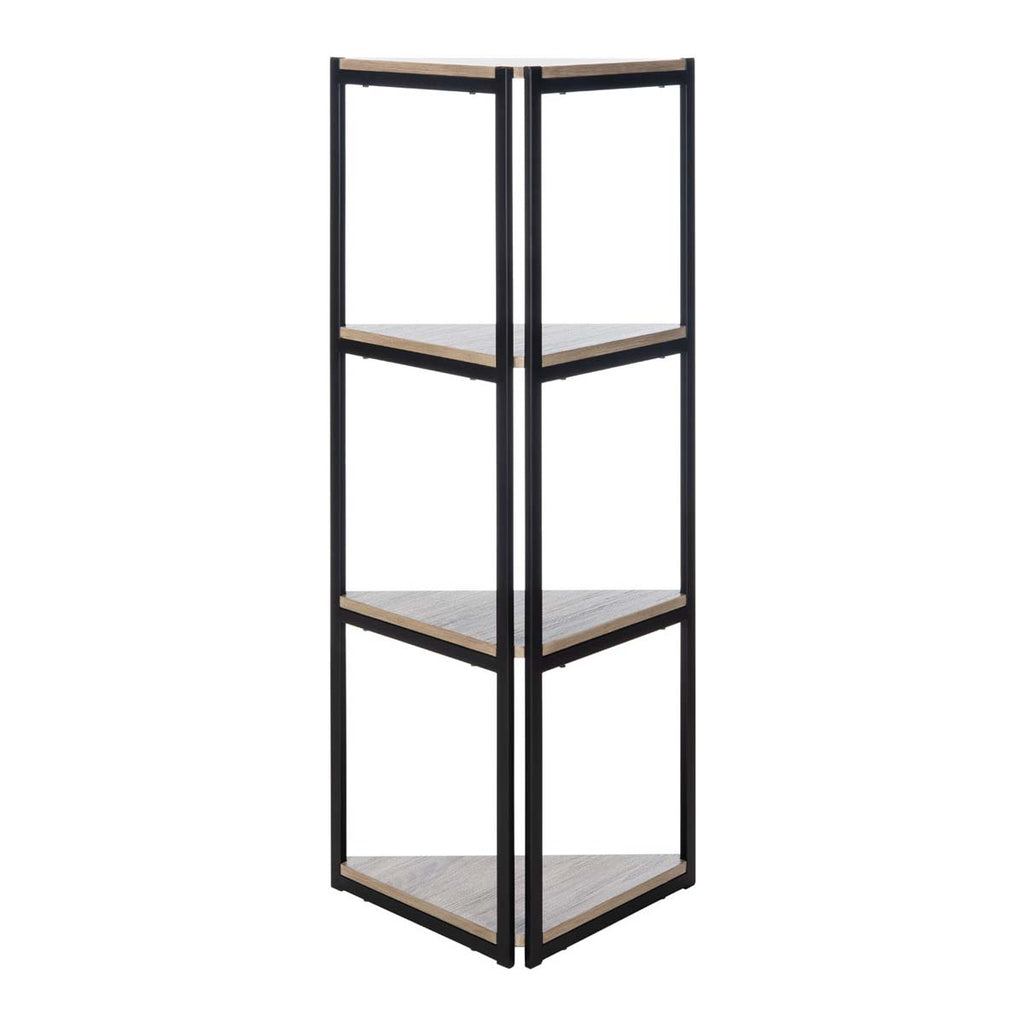 Safavieh Logan 4 Tier Corner Bookshelf - Light Grey Oak/Black