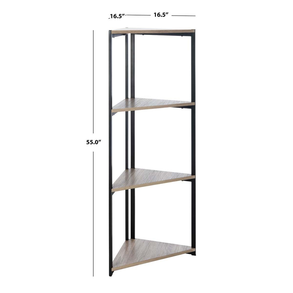 Safavieh Logan 4 Tier Corner Bookshelf - Light Grey Oak/Black
