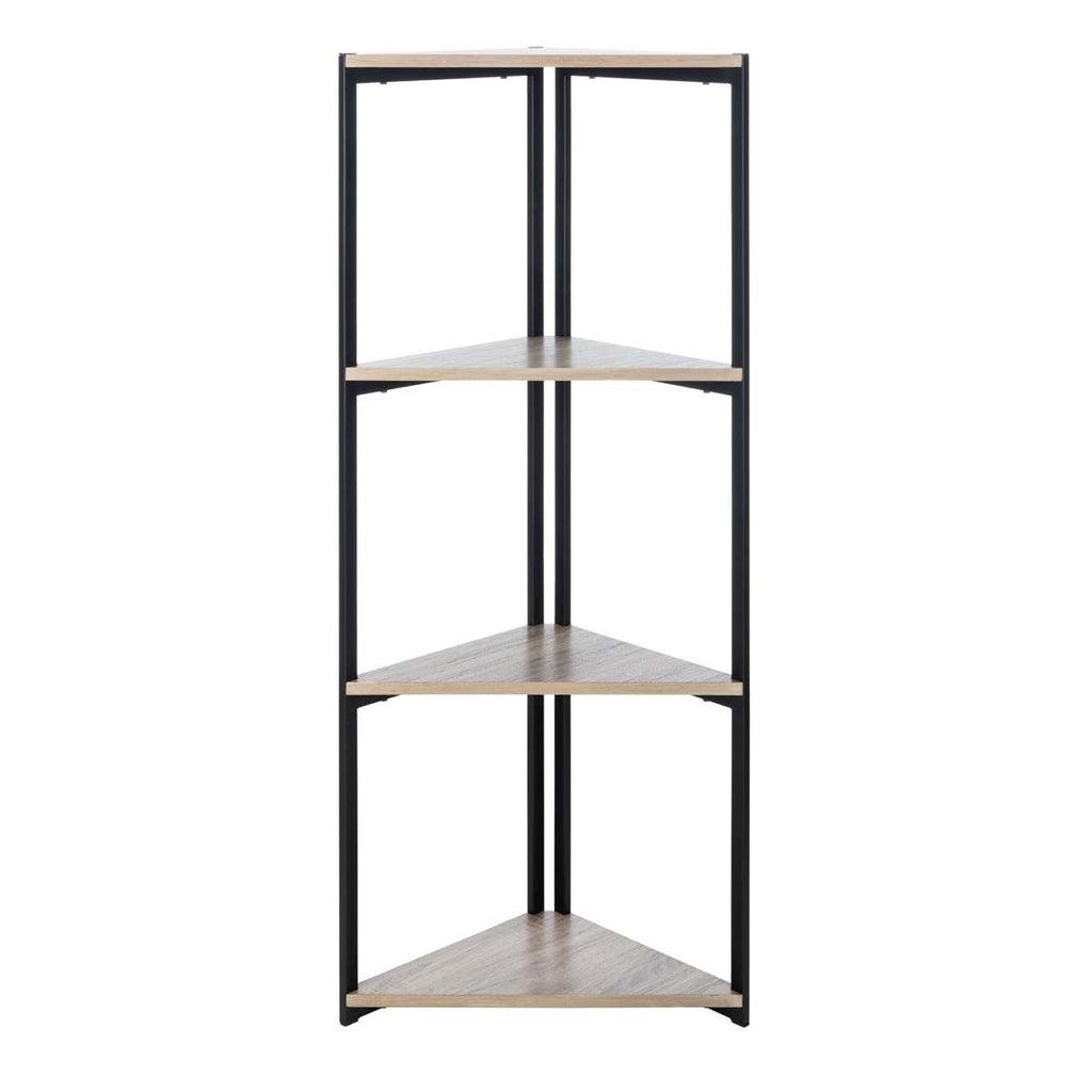Safavieh Logan 4 Tier Corner Bookshelf - Light Grey Oak/Black