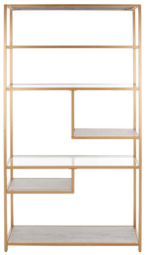 Safavieh Roiya 6 Shelf Etagere - Beige / Gold / Glass