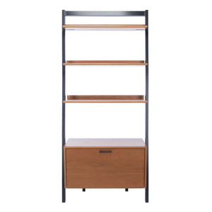 Safavieh Vlad 3 Shelf 1 Door Etagere-Natural / Charcoal