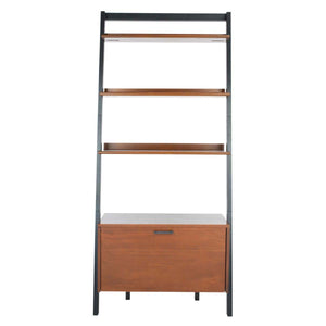 Safavieh Vlad 3 Shelf 1 Door Etagere - Honey Brown / Charcoal
