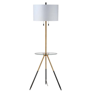 Safavieh Morrison Floor Lamp Side Table-Brass Gold/Black