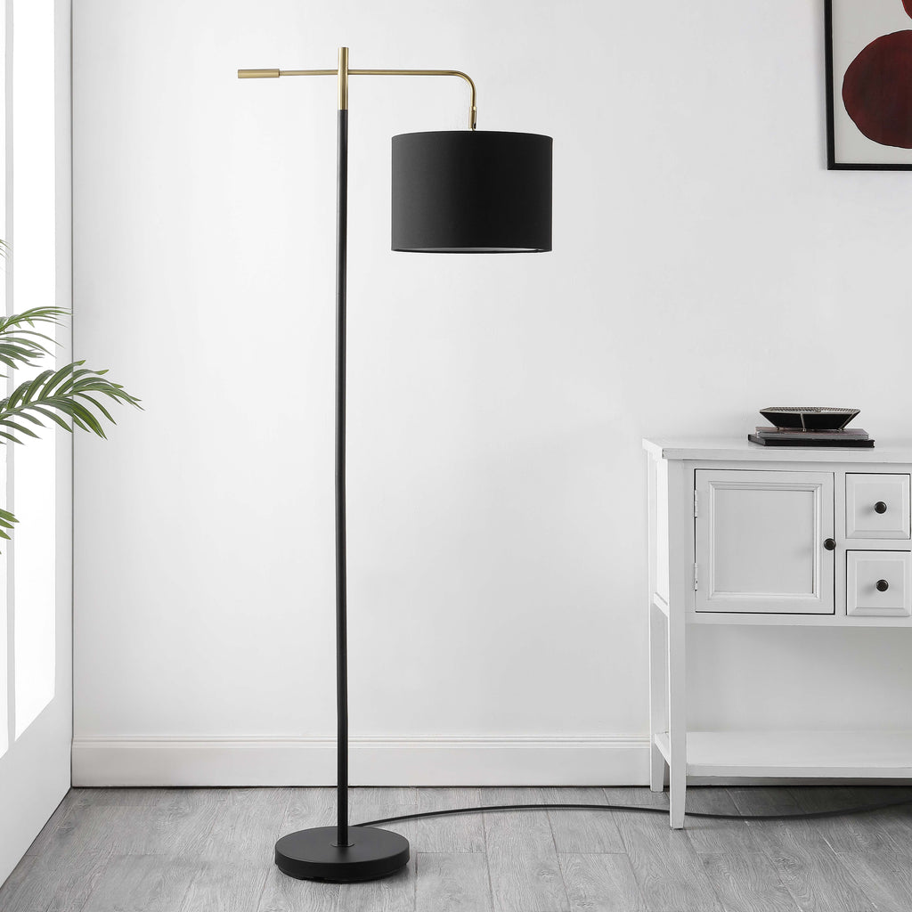 Safavieh Thera, 65 Inch Iron Floor Lamp - Black/ Brass Gold