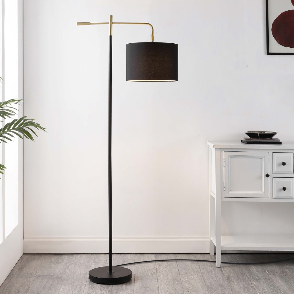 Safavieh Thera, 65 Inch Iron Floor Lamp - Black/ Brass Gold