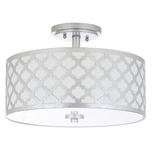 Safavieh Kora Quatrefoil 3 Light 15 Inch Dia Silver Flush Mount -Silver Leaf