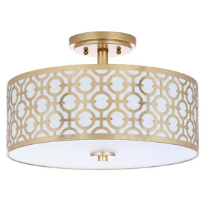 Safavieh Vera Chain Link 3 Light 15.5 Inch Dia Gold Flush Mount -Gold
