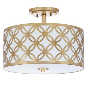 Safavieh Cecily Leaf Trellis 3 Light 15 Inch Dia Gold Flush Mount -Gold