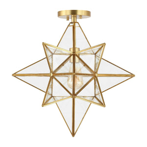 Safavieh Abrielle Flush Mount - Antique Brass/Clear Glass
