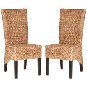 Safavieh Kiska 18''H Rattan Side Chair-Dark Brown (Set of 2)
