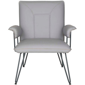 Safavieh Johannes 17.3H Mid Century Modern Leather Arm Chair - Grey