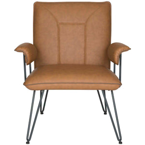 Safavieh Johannes 17.3H Mid Century Modern Leather Arm Chair - Camel