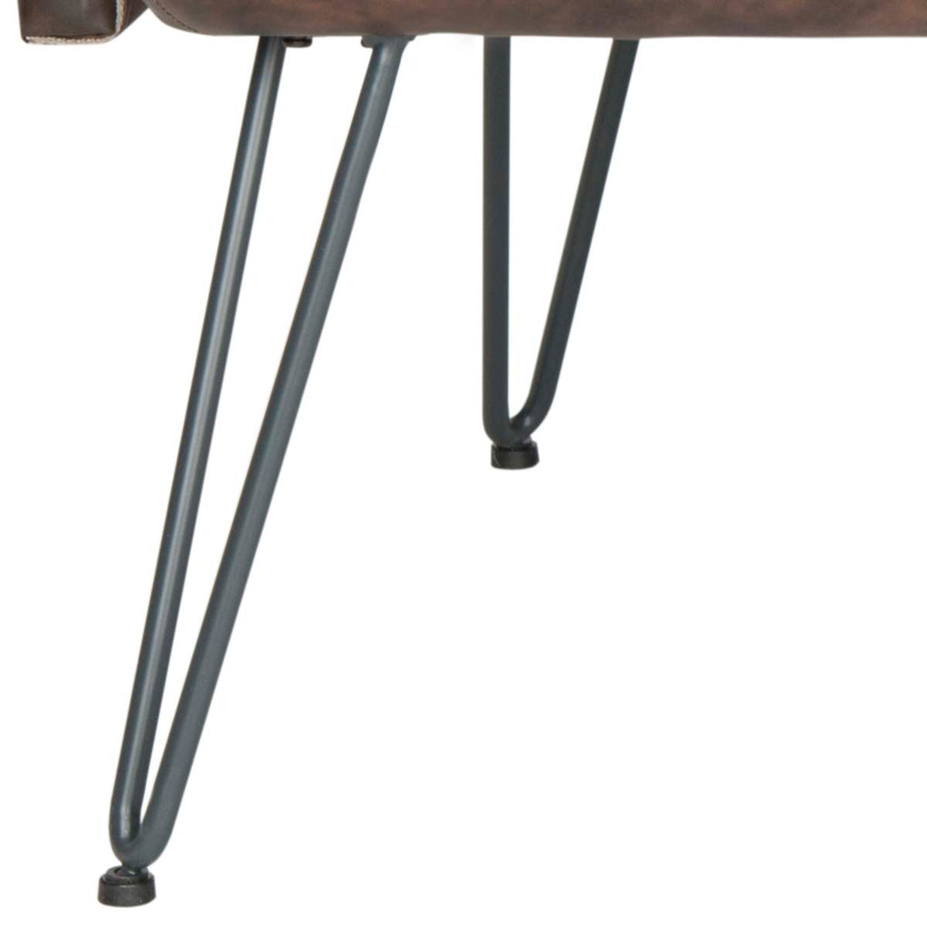 Safavieh Johannes Mid Century Modern Leather Settee - Antique Brown