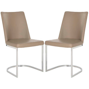 Safavieh Parkston 18''H Leather Side Chair-Taupe (Set of 2)