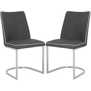 Safavieh Parkston 18''H Linen Side Chair-Grey/White (Set of 2)