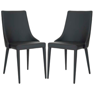 Safavieh Summerset 19''H Leather Side Chair-Black (Set of 2)