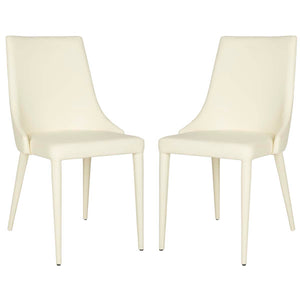 Safavieh Summerset 19''H Leather Side Chair-Butter Cream (Set of 2)