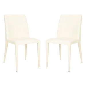 Safavieh Garretson 18'' Leather Side Chair-Butter Cream (Set of 2)