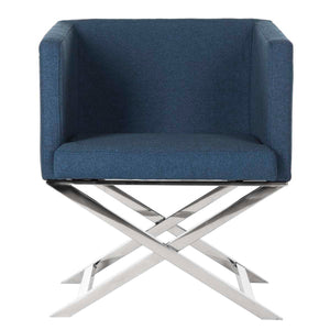 Safavieh Celine Chrome Cross Leg Chair - Navy/Chrome