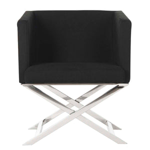 Safavieh Celine Chrome Cross Leg Chair - Black/Chrome
