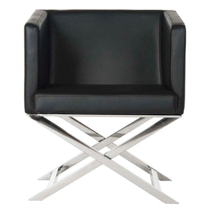 Safavieh Celine Bonded Leather Chrome Cross Leg Chair - Black/Chrome