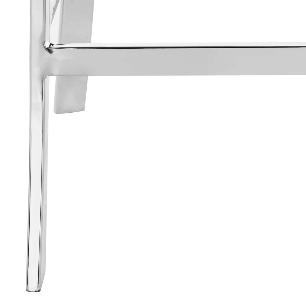 Safavieh Zoey 35''H Stainless Steel Cross Back Counter Stool - Chrome/White Pu