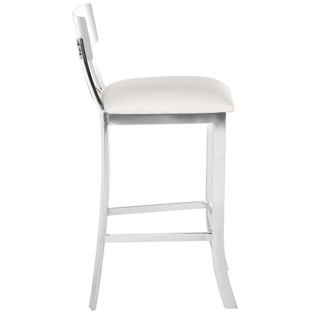 Safavieh Zoey 35''H Stainless Steel Cross Back Counter Stool - Chrome/White Pu