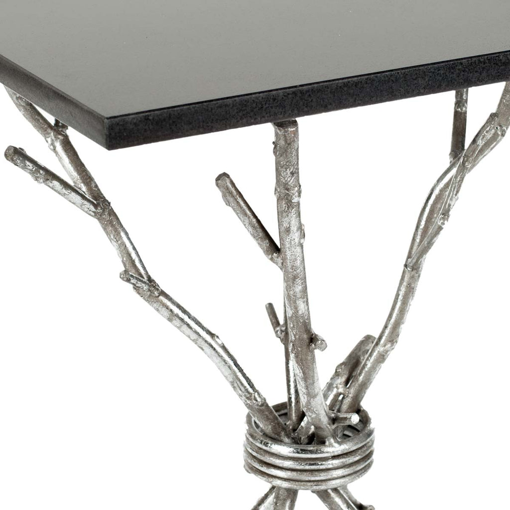 Safavieh Alexa Marble Top Silver Accent Table - Silver/Black Granite
