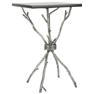 Safavieh Alexa Marble Top Silver Accent Table - Silver/Black Granite