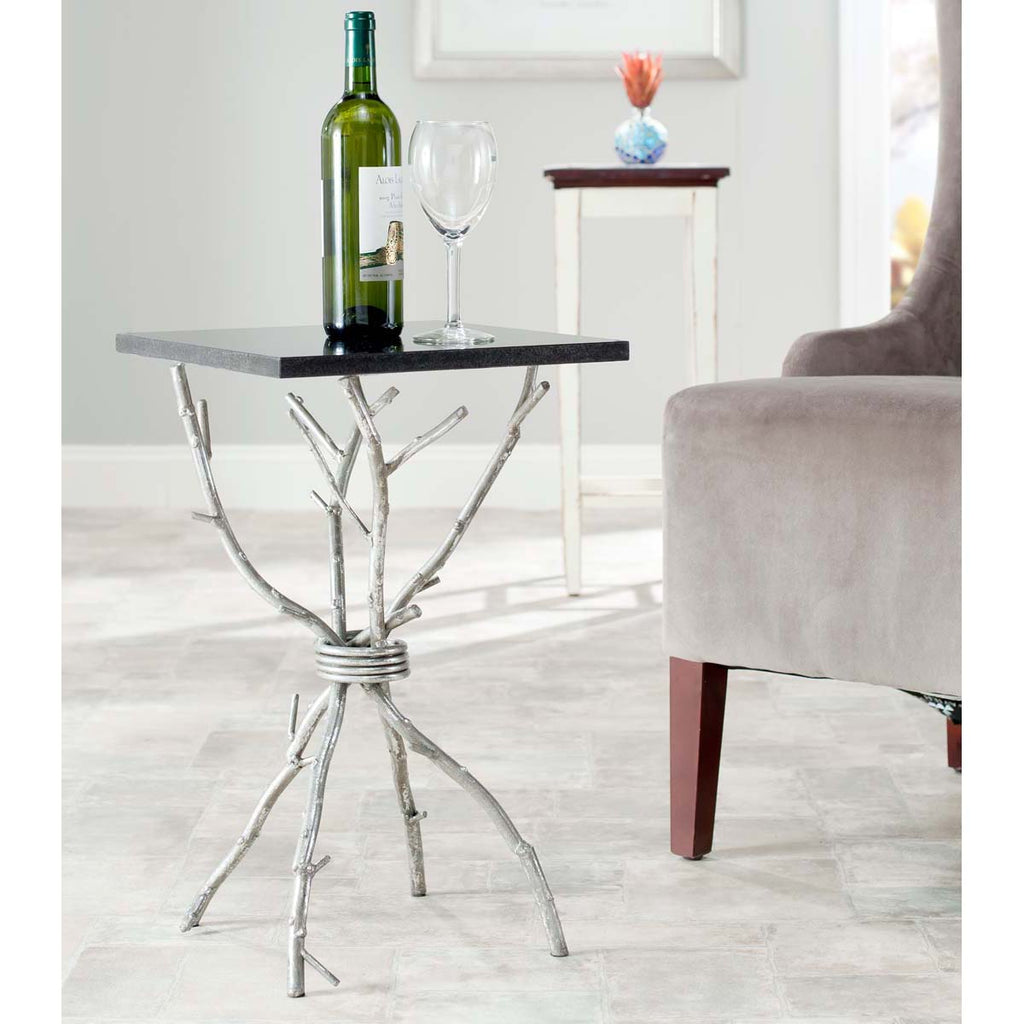 Safavieh Alexa Marble Top Silver Accent Table - Silver/Black Granite