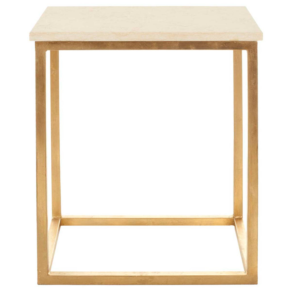 Safavieh Tad Marble Gold Foil Accent Table - Gold/Ivory Granite