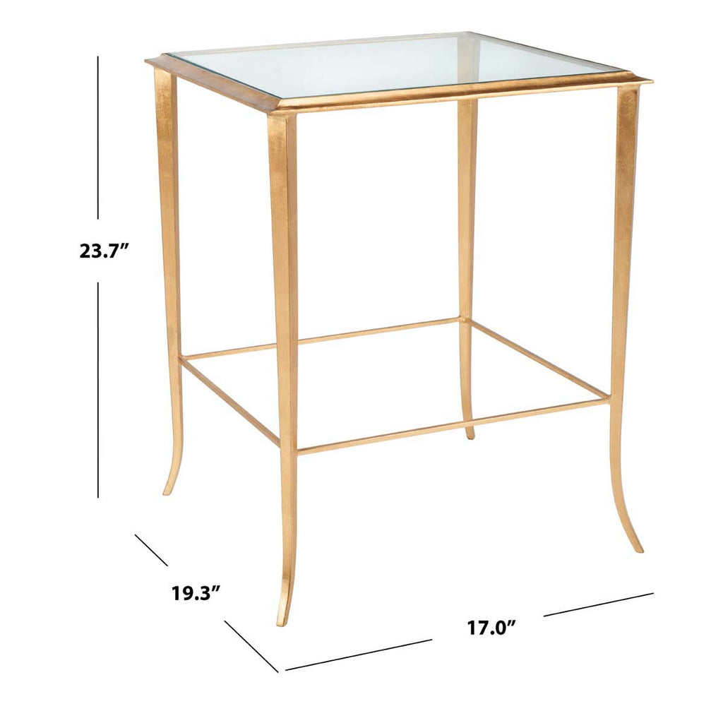 Safavieh Tory Gold Foil Glass Top Accent Table - Gold/Clear Glass