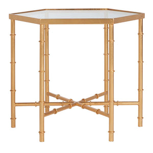 Safavieh Kerri Gold Leaf Mirror Top Accent Table - Gold/Clear Glass