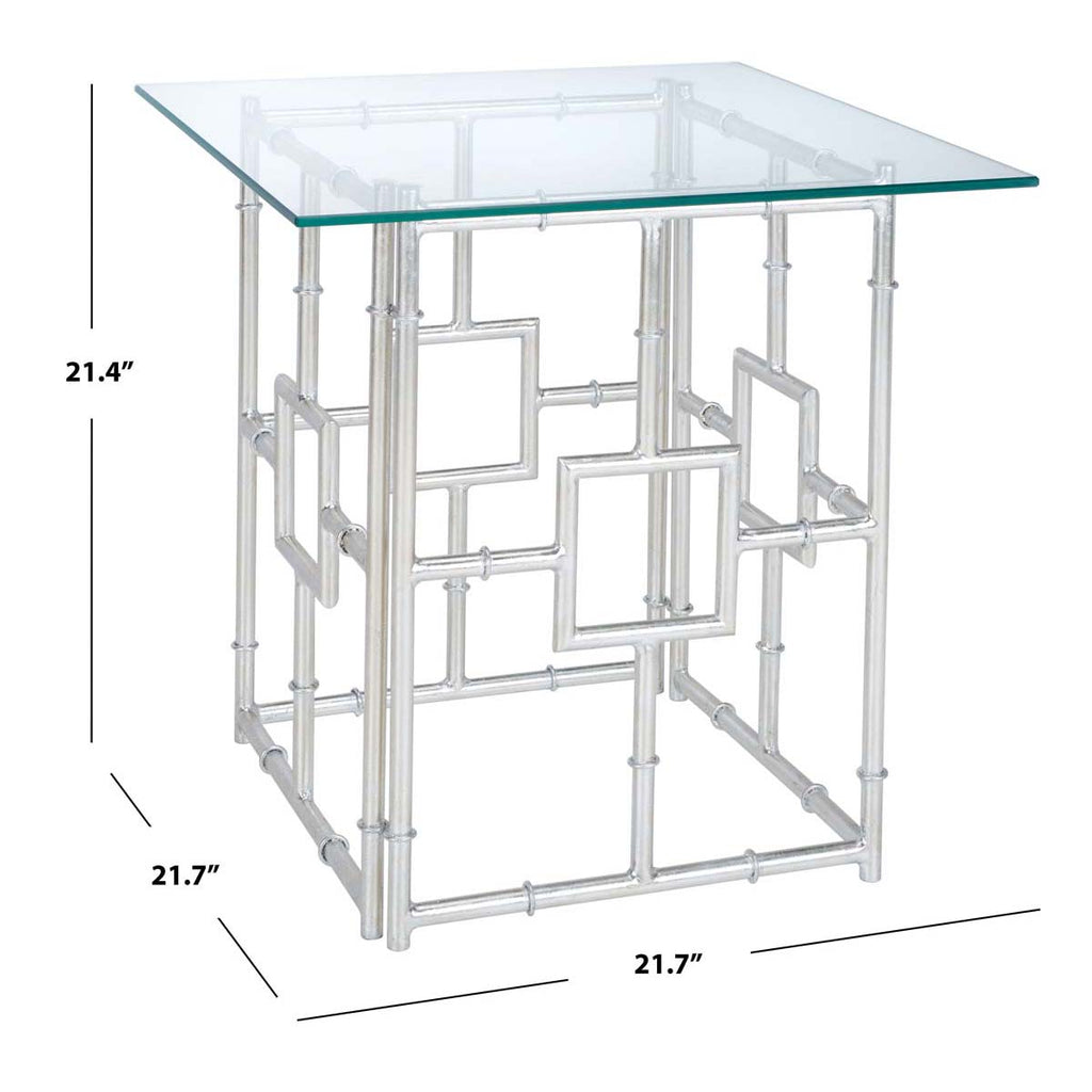 Safavieh Dermot Glass Top Accent Table - Silver/Clear Glass