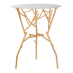 Safavieh Tara Branched Glass Top Gold Accent Table - Gold/White Glass