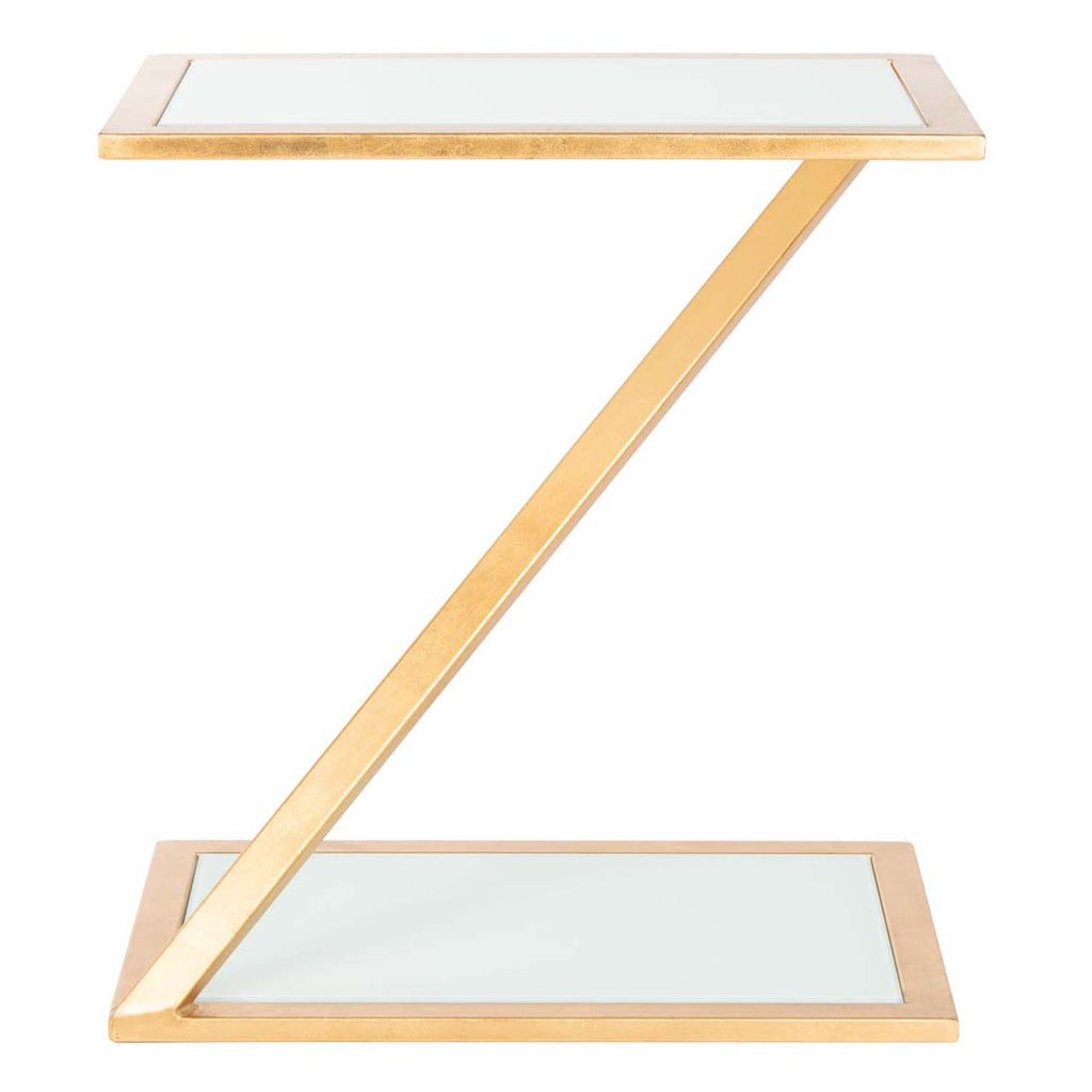 Safavieh Andrea Glass Top Gold Accent Table - Gold/White Glass