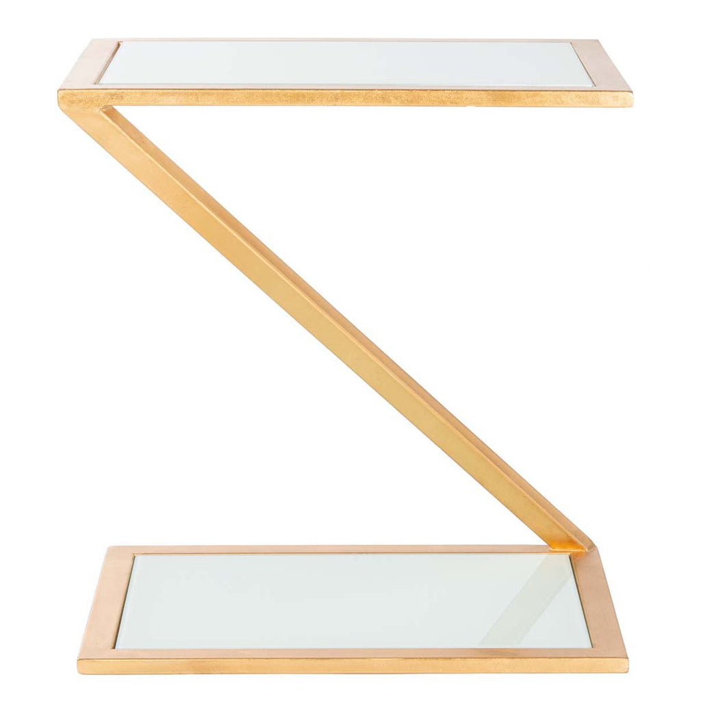 Safavieh Andrea Glass Top Gold Accent Table - Gold/White Glass